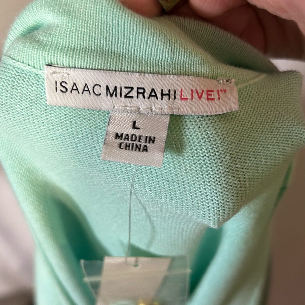 Y2K Coastal Ombre Cardigan Isaac Mizrahi Aqua Gradient Knit Sweater - Picture 5 of 7